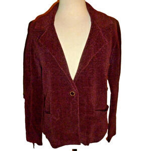 NEW Adrienne Vittadini Single Button Burgundy Blazer Jacket M Medium